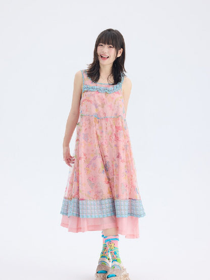 Rabbit Mesh Asymmetrical Strap Dress【s0000017691】