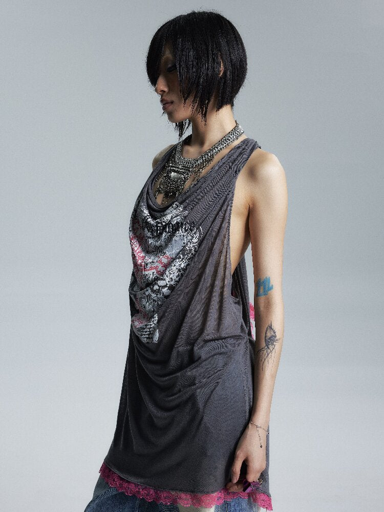 Loose Collar Printed Camisole Top【s0000017005】
