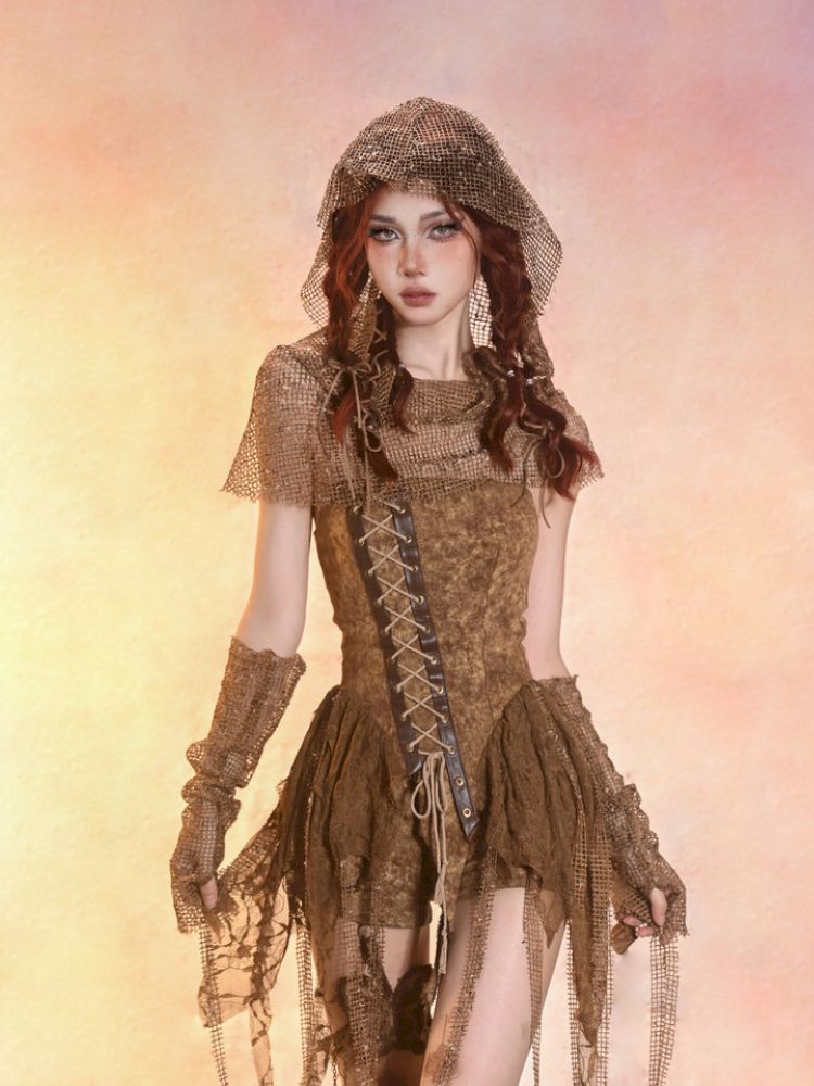 Aged Denim Asymmetric Plunge Top【s0000013508】