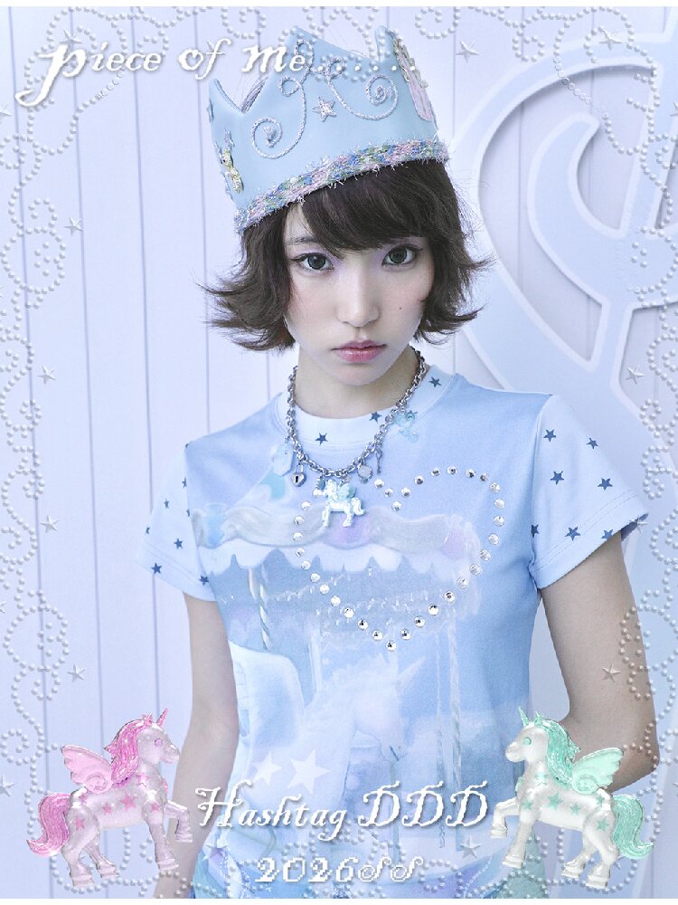 Rhinestone Unicorn Stitching Tee【s0000017132】