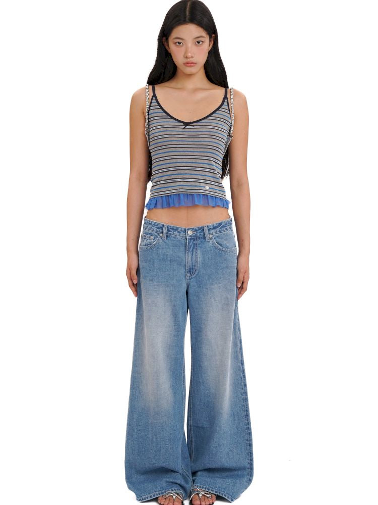 Mesh Shell Label Camisole Tank Top【s0000013447】