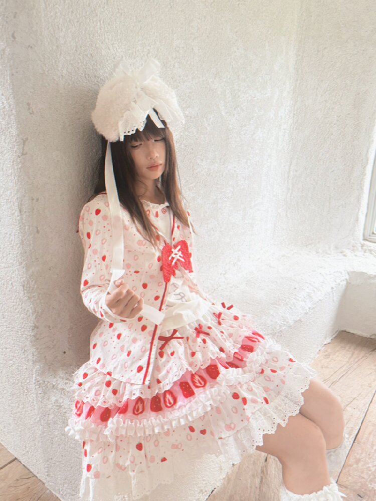 Cake Print Lace Bow Short Skirt【s0000018539】