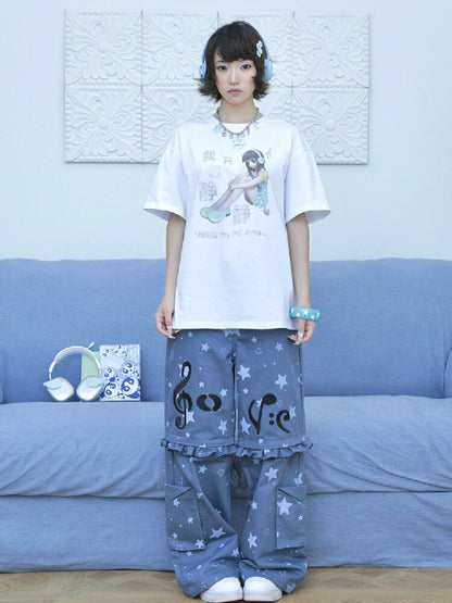 Embroidery Star Wide Leg Pants【s0000017129】
