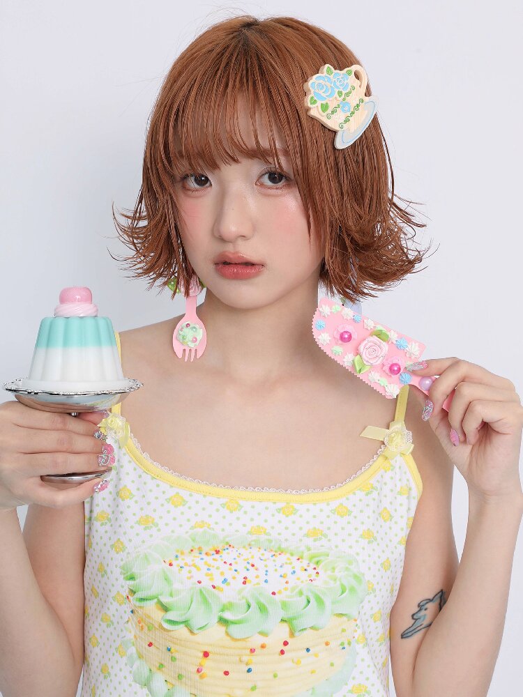 Rose Coffee Cup Printed Hair Clip【s0000017461】