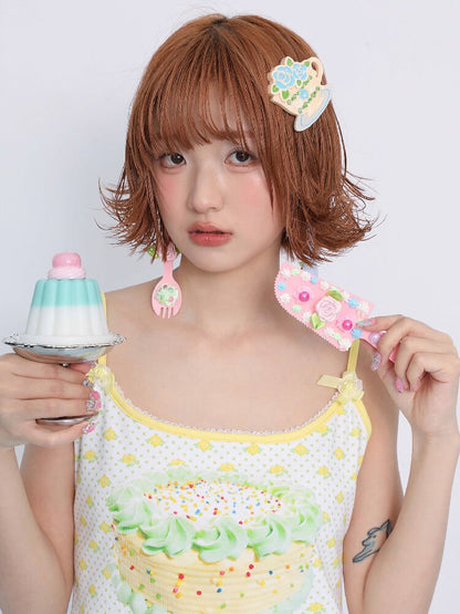 Rose Coffee Cup Printed Hair Clip【s0000017461】