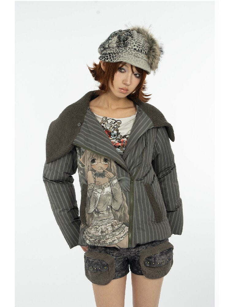 Striped Comic Character Down Jacket【s0000018074】