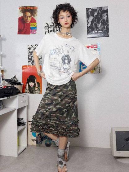 Camouflage A-line skirt【s0000012958】