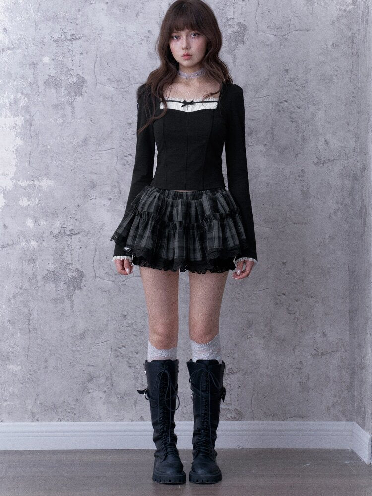Faux Fishbone Fake Two-Piece Top【s0000017869】