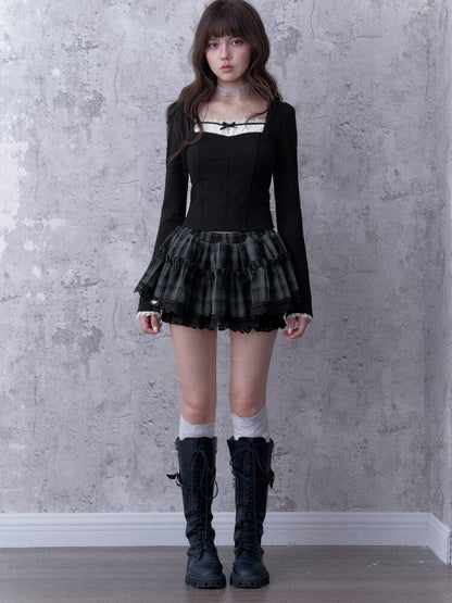 Faux Fishbone Fake Two-Piece Top【s0000017869】