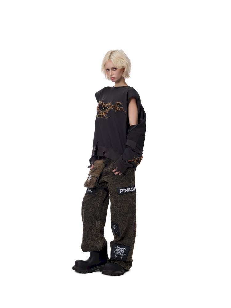 Double Embroidered Leopard Sweatshirt【s0000015121】