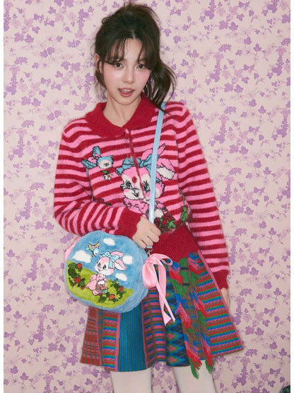 Blue Rabbit Plush Round Cake Bag【s0000015373】