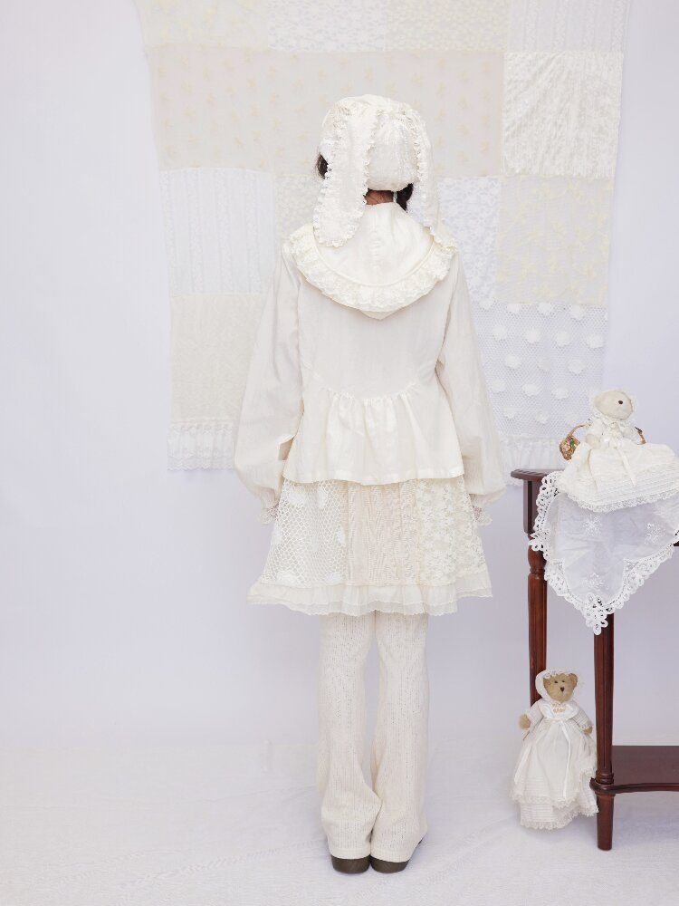Lace Detachable Bow Pleated Shirt【s0000016501】