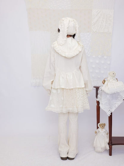 Lace Detachable Bow Pleated Shirt【s0000016501】