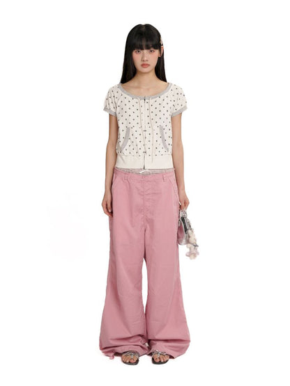Relaxed fit adjustable cuffs casual pants【s0000012547】