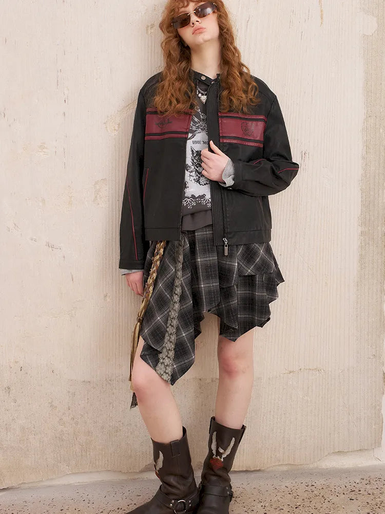 Rose Embroidered Leather Jacket【s0000014080】