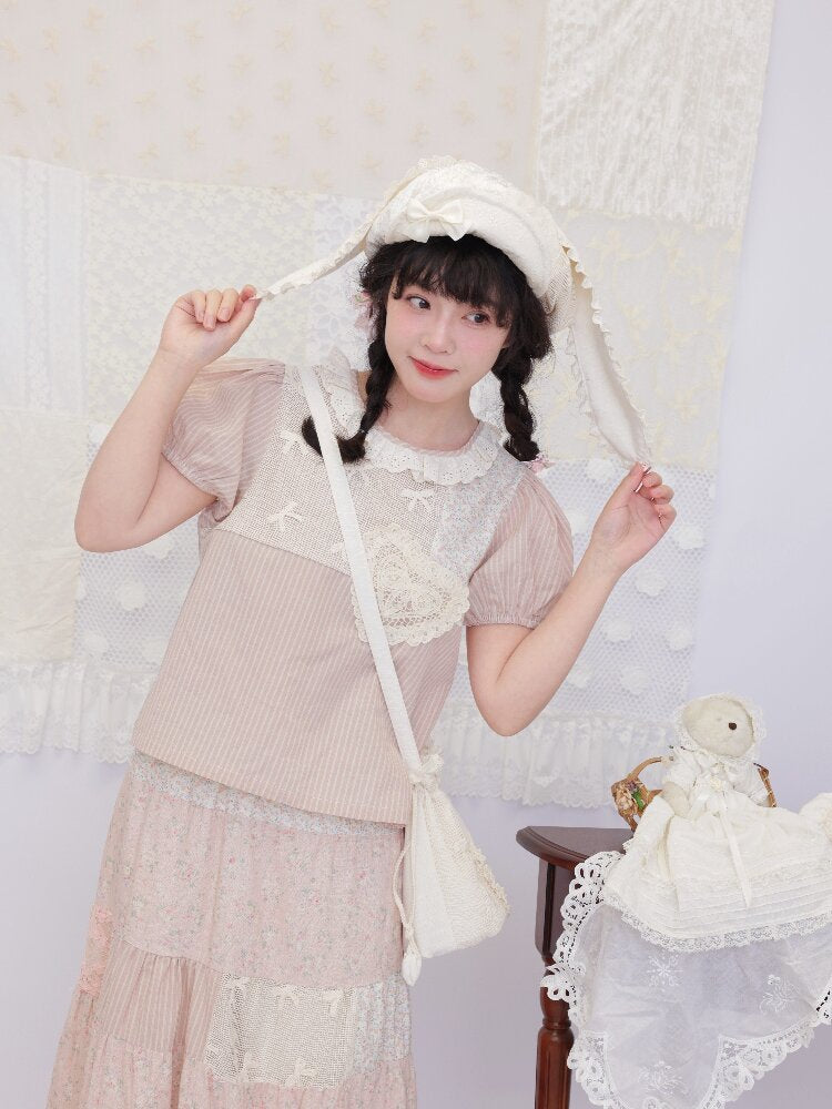 Crochet Patchwork Drawstring Bag【s0000016506】
