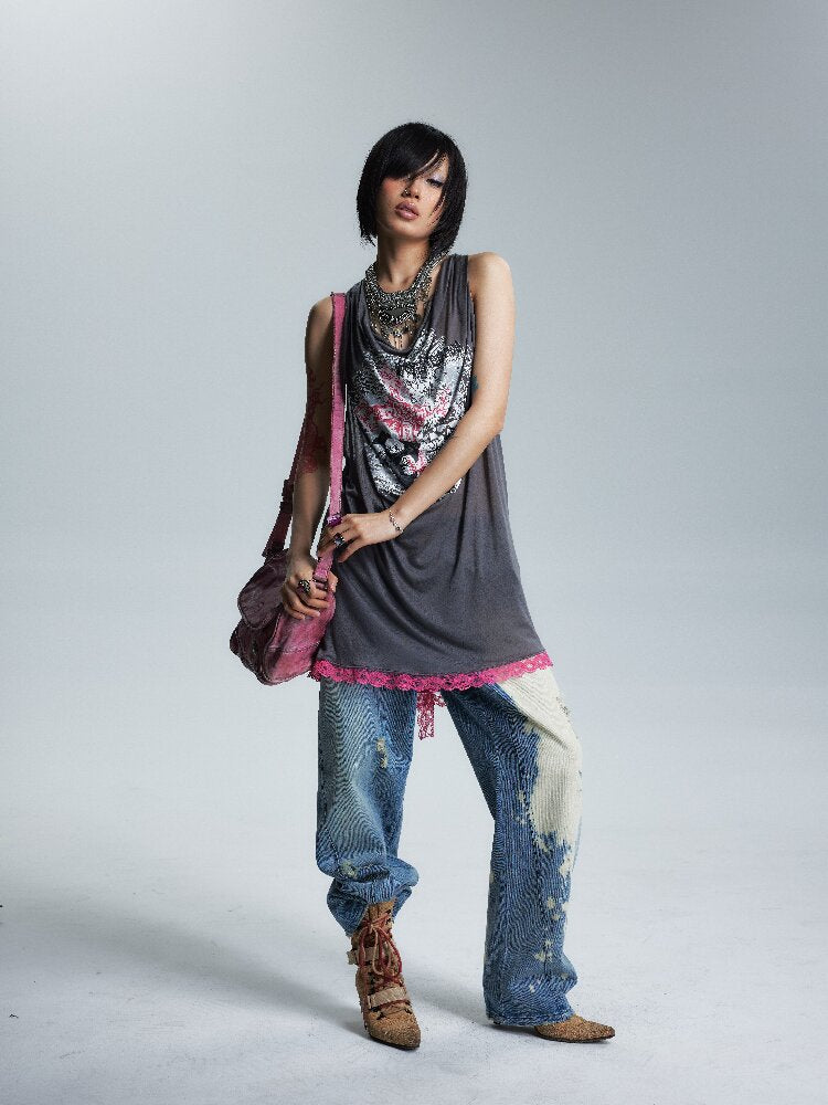 Low Rise Distressed Denim Trousers【s0000017002】