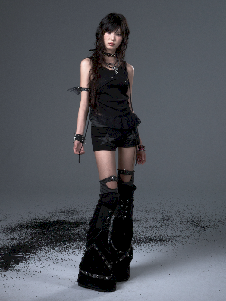 Knit Strappy Flared Legwarmers【s0000012443】