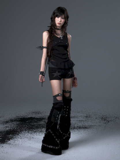 Knit Strappy Flared Legwarmers【s0000012443】