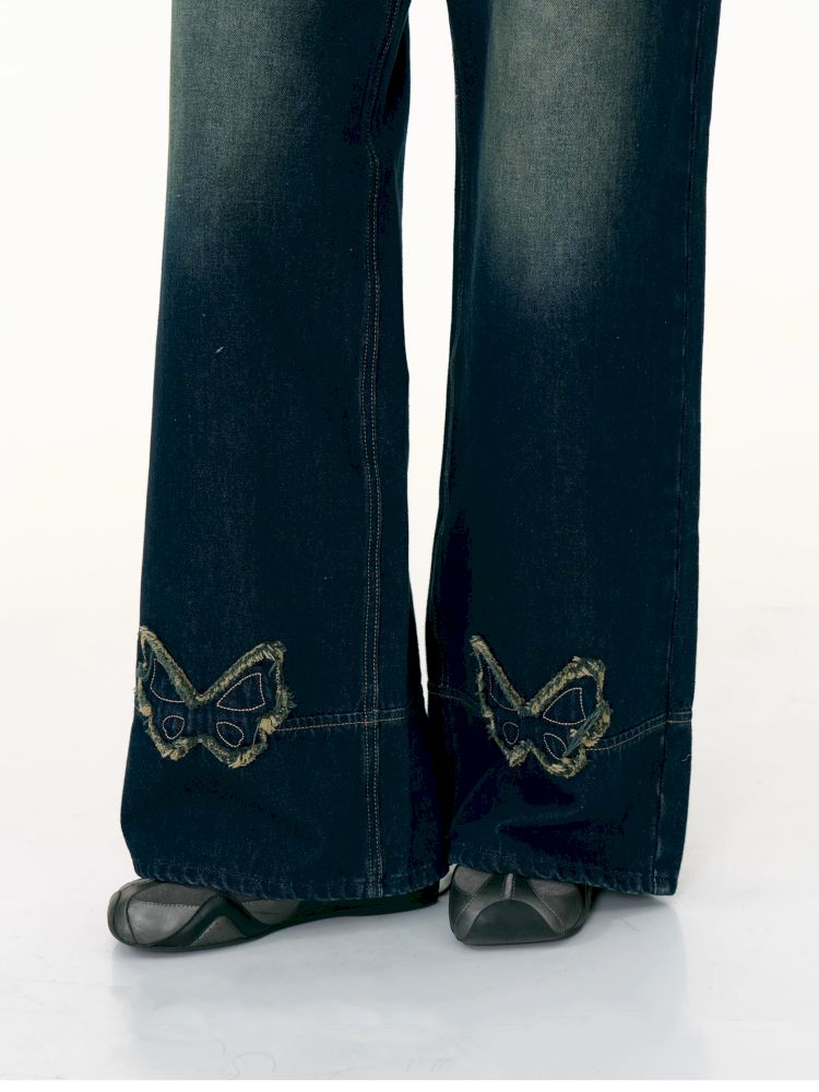 High-waisted thin straight wide-leg jeans【s0000013376】