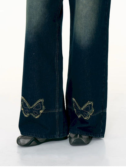 High-waisted thin straight wide-leg jeans【s0000013376】