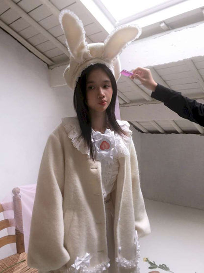 Lace Wool Bubble Sleeve Coat【s0000014532】