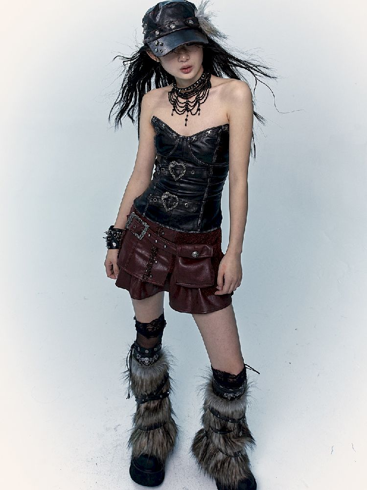 슬림 랩 짧은 가죽 가슴 판 [S0000011436]