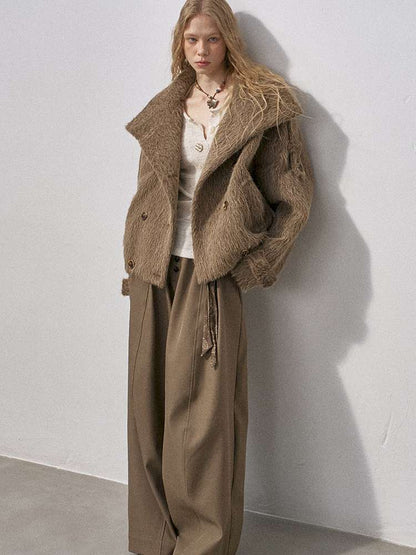 Furry Double Breasted Fur Jacket【s0000015228】