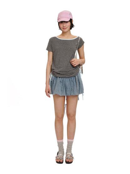 Drawstring Short Sleeve T-Shirt【s0000012496】