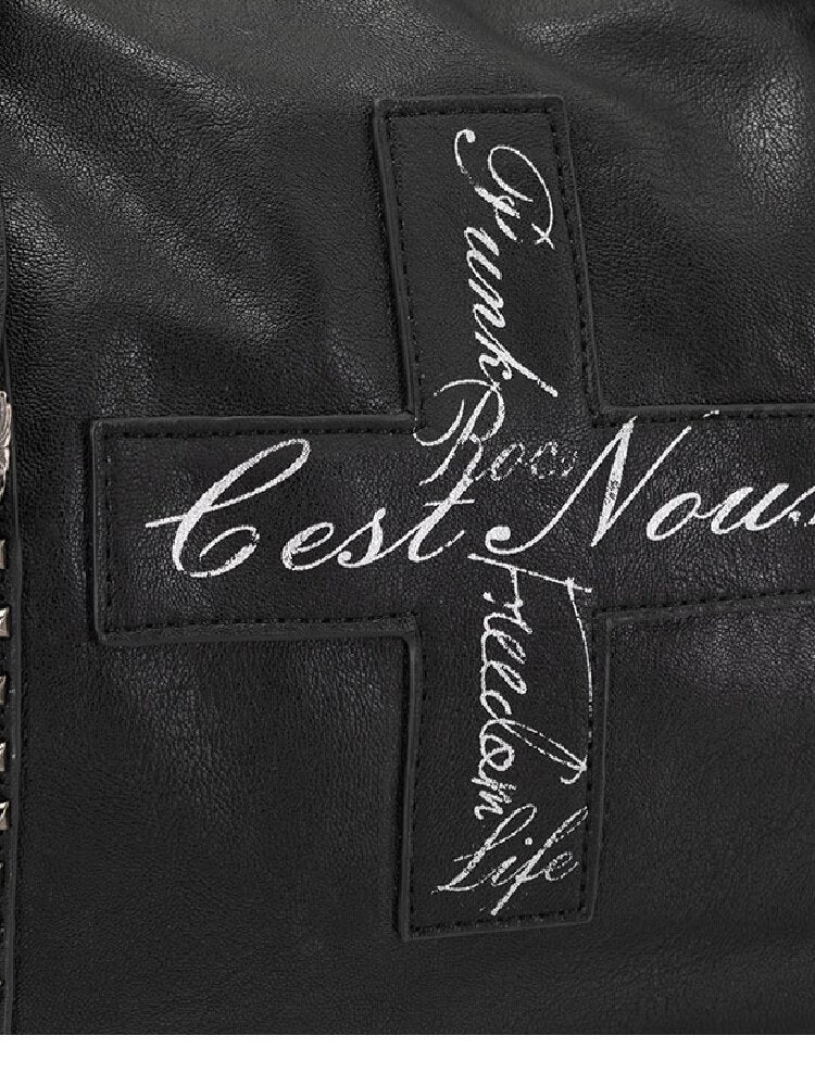 Dark Leather Cross Graffiti Bag【s0000018107】