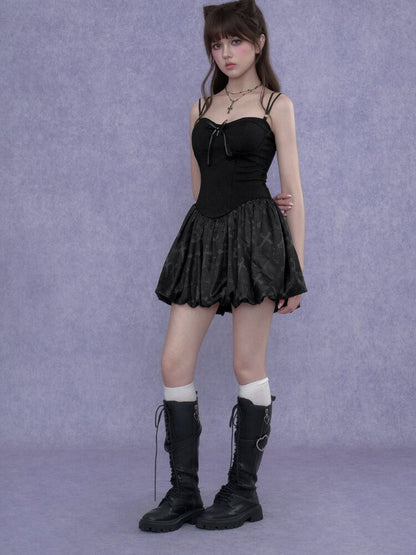 Cross Shaped Flower Bud Strap Dress【s0000017278】