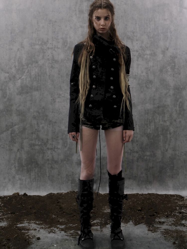 High-Neck Metal Buckle Napoleon Windbreaker【s0000013902