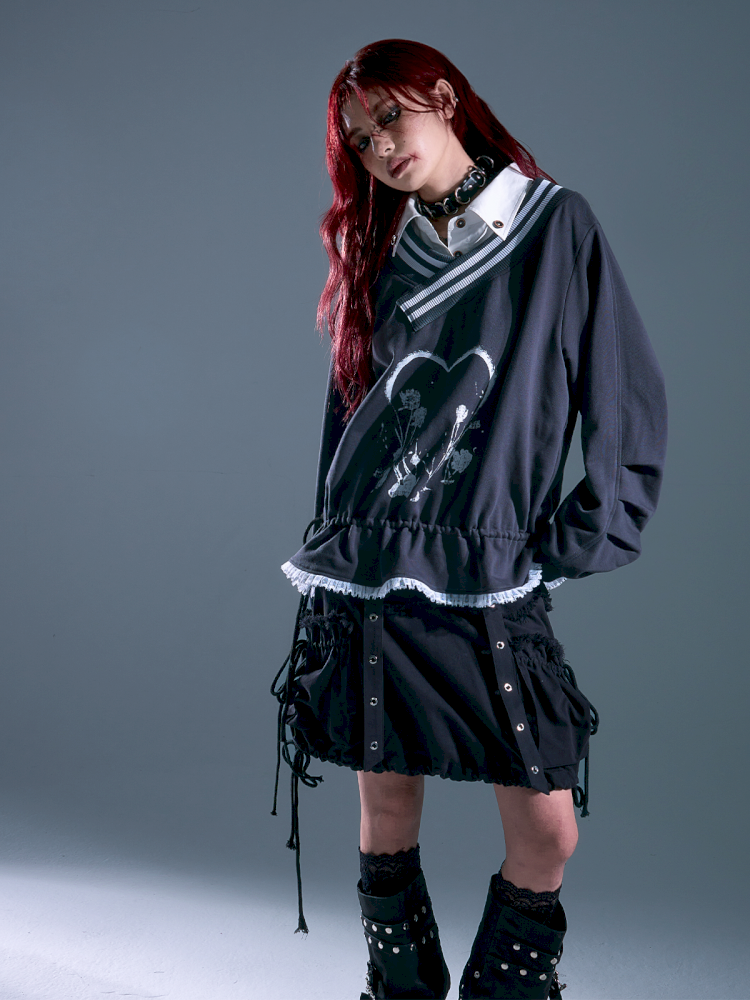 Drawstring Oversized Hoodie Top【s0000013912】