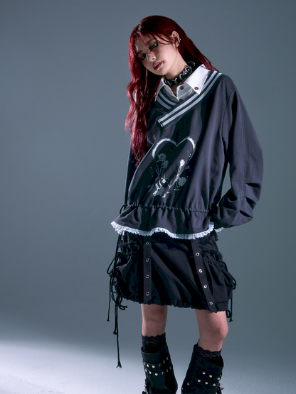 Drawstring Oversized Hoodie Top【s0000013912】