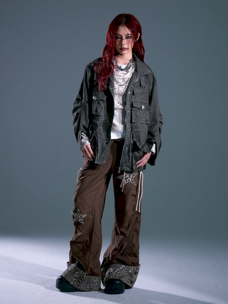 Casual Pocket Drawstring Loose Jacket【s0000013688】