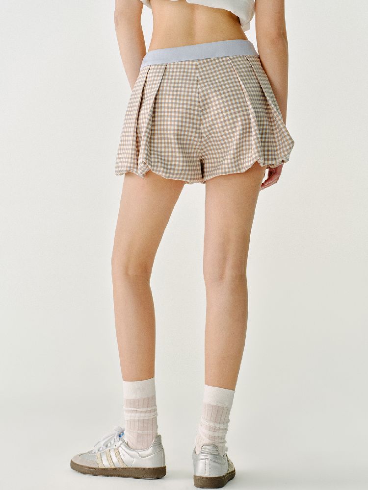 A-Line Shorts Peplum Plaid Pants【s0000011968】