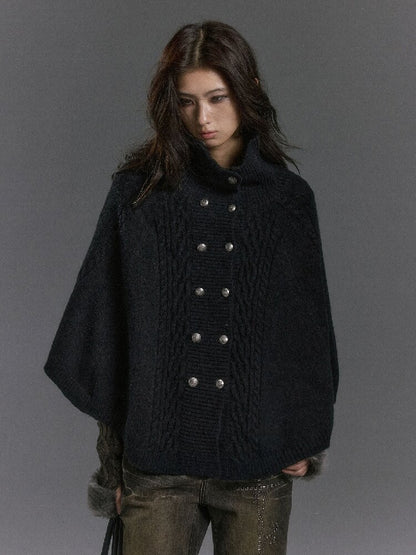 Detachable Fur Collar Twisted Cape Jacket【s0000019245】