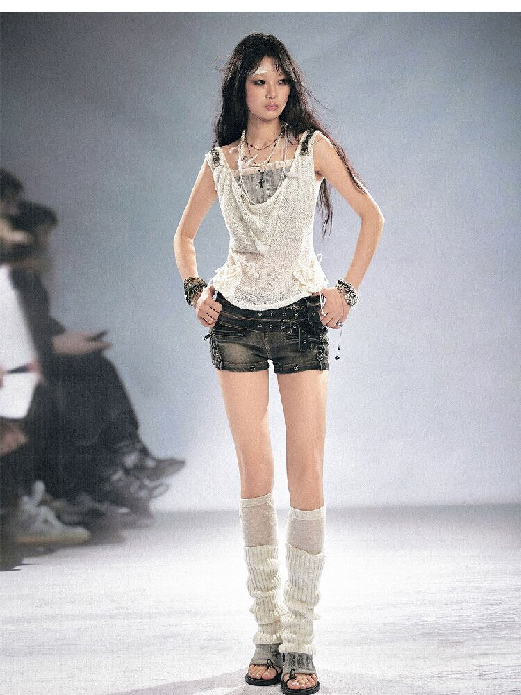 Sequin Studded Checkered Vest【s0000016216】