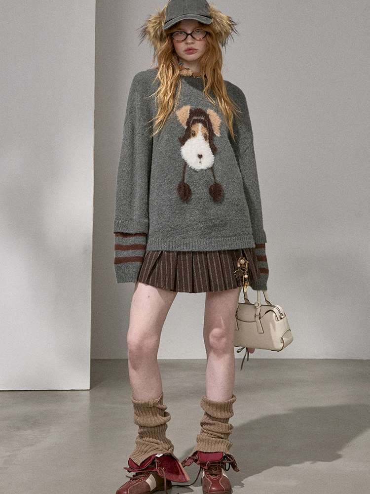 Puppy Kissing Bear Sweater Skirt【s0000015068】