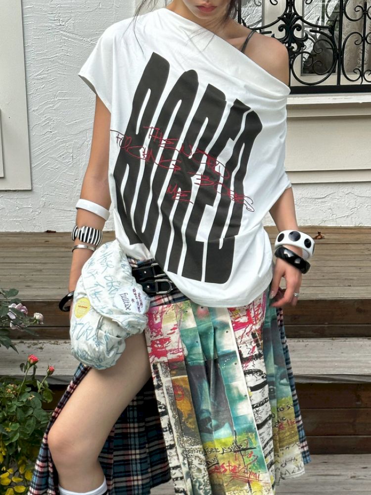 Printed and embroidered Irregular T-shirt【s0000012414】