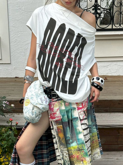 Printed and embroidered Irregular T-shirt【s0000012414】