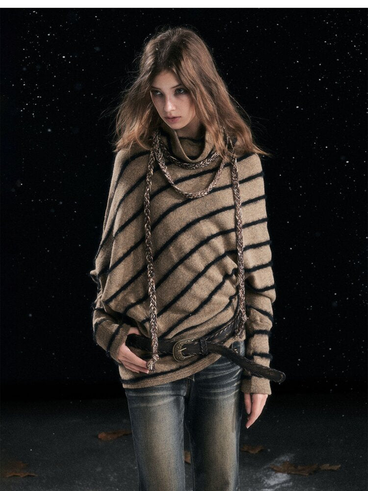 Twill Stripe Braided Wool Sweater【s0000015553】