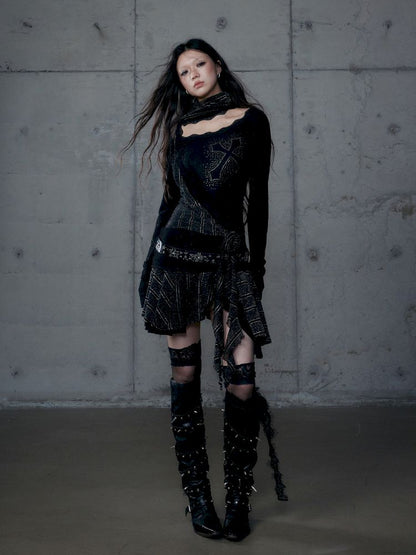 Stacked Neck One-Shoulder Dress【s0000013475】