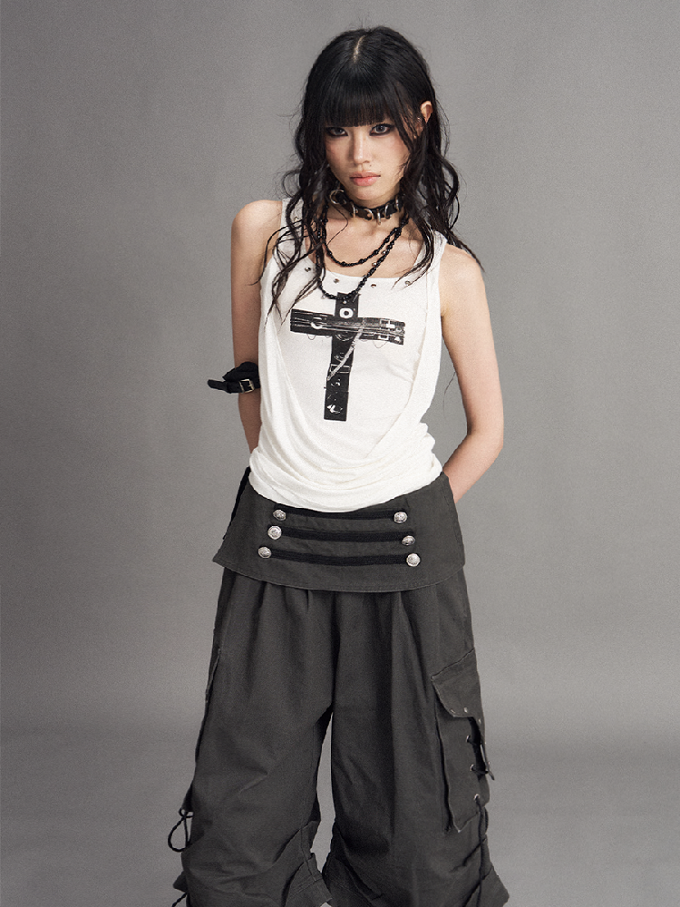 Street Punk Cross Slim Tank Top【s0000017536】