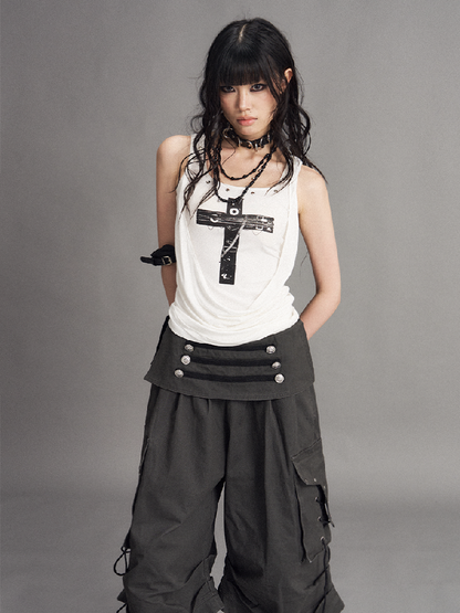 Street Punk Cross Slim Tank Top【s0000017536】