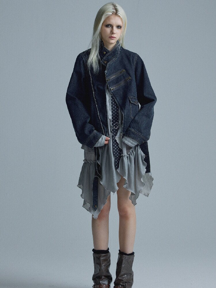 Distressed Texture Denim Jacket Top【s0000018545】