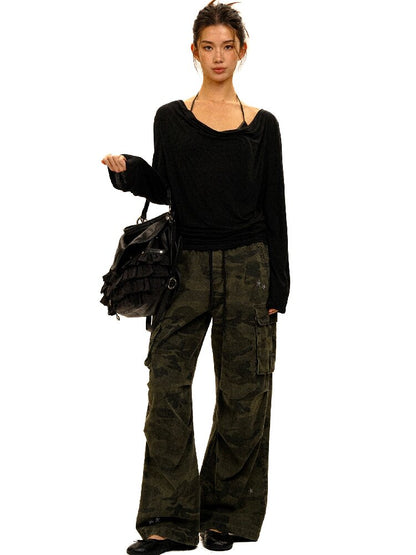 Star Rhinestone Camo Work Pants【s0000017908】