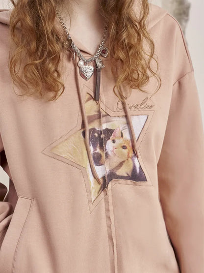 Oversized Long-Sleeve Zipper Hoodie Jacket【s0000014049】