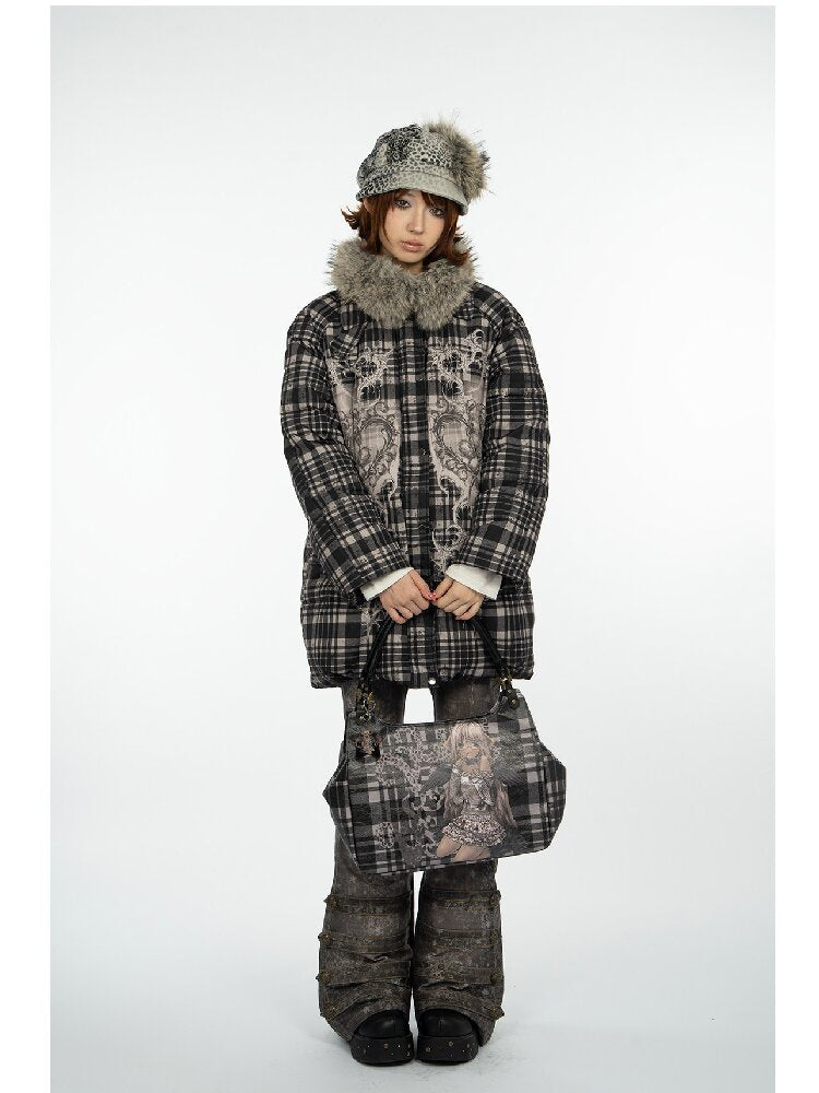 Retro Plaid Bear Love Down Jacket【s0000018077】
