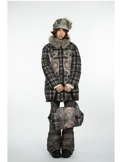 Retro Plaid Bear Love Down Jacket【s0000018077】